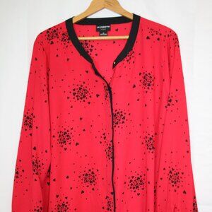 NWTS Liz Claiborne Career Woman Red Black Hearts Print Size 2X